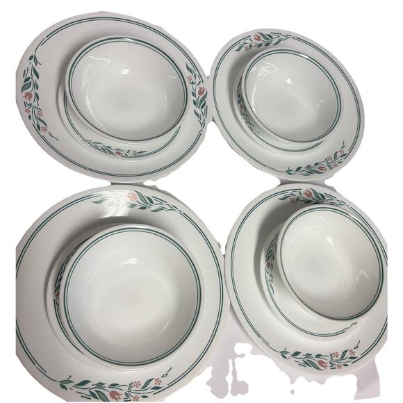 Corelle Other - 12 Pc Corelle Corningware Rosemarie Tulips Dinner & Bread Plates, Cereal Bowls